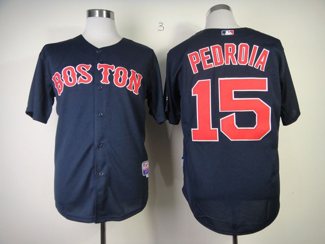 Men Boston Red Sox #15 Pedroia Blue MLB Jerseys